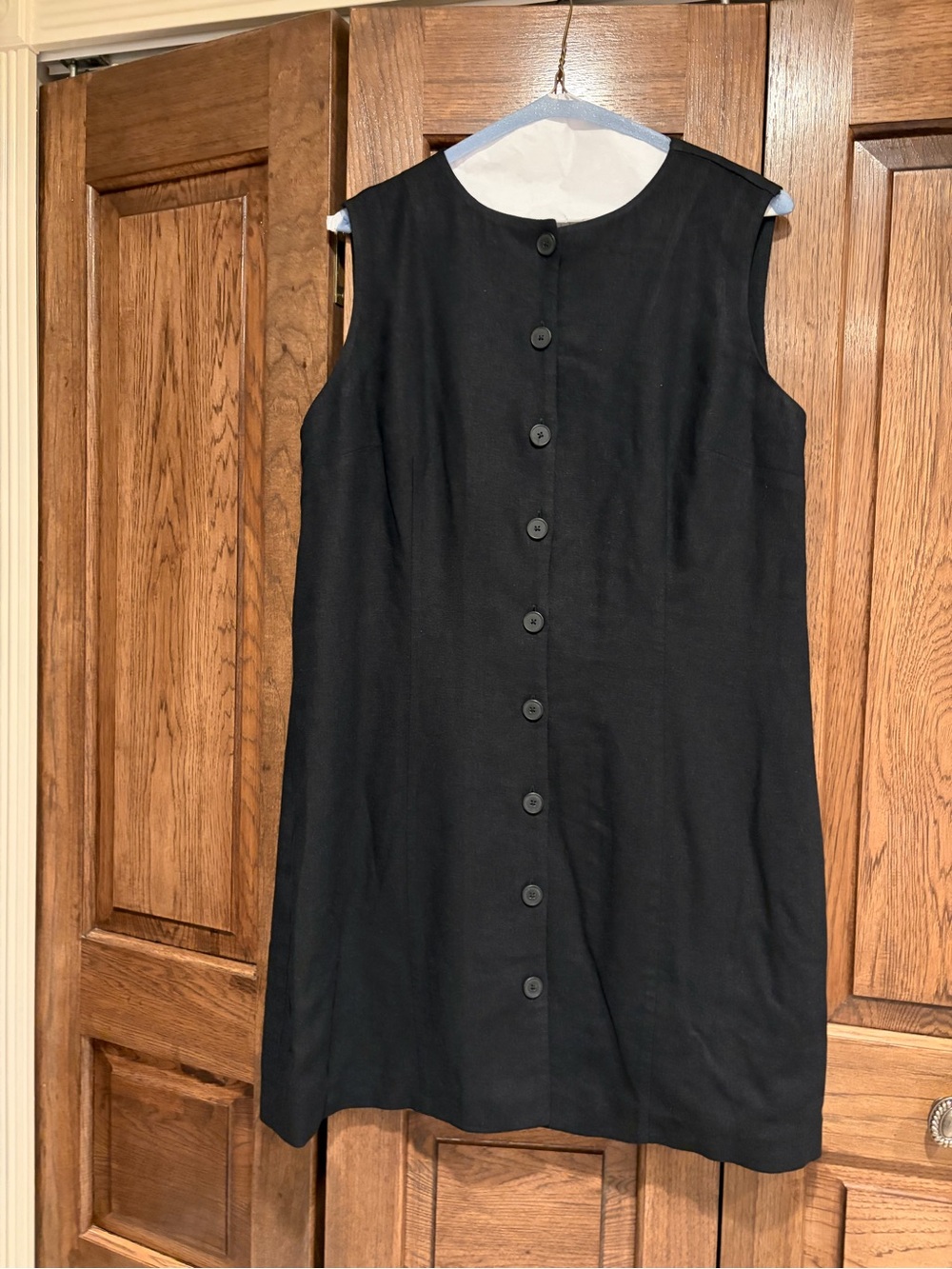 Leith Sleeveless Button-Front Black Shift Dress